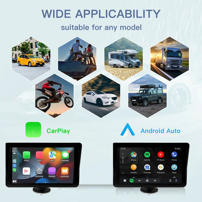 Car Radio Wireless CarPlay Android Auto Multimedia Video Player 7inch Portable Touch Screen With USB AUX For Rear View Camera
