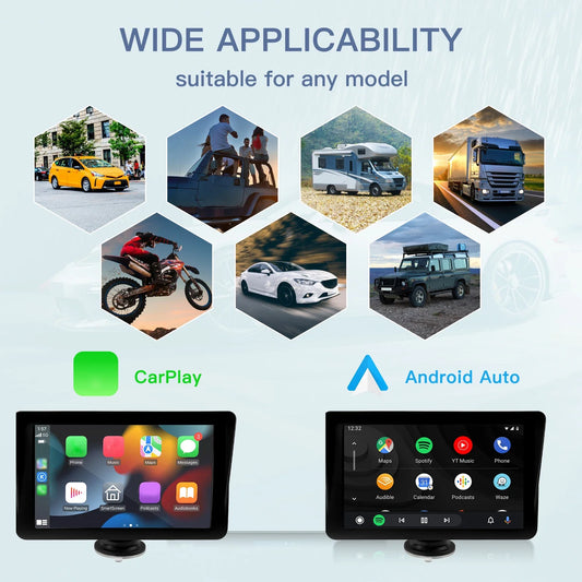 Car Radio Wireless CarPlay Android Auto Multimedia Video Player 7inch Portable Touch Screen With USB AUX For Rear View Camera