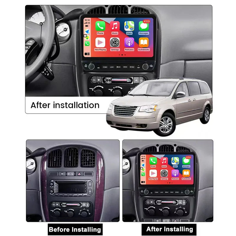 10“ 6+128GB  Android13  For Dodge Caravan2000-2007 Car Radio QLED Multimedia Video Player GPS Navigation CarPlay No 2 Din Stereo