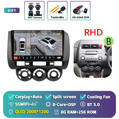 Android 14 For Honda Jazz 1 GD 2001 - 2008 Fit 2001-2009 2K QLED Stereo Car Radio Multimedia Video Player GPS 4G CarPlay