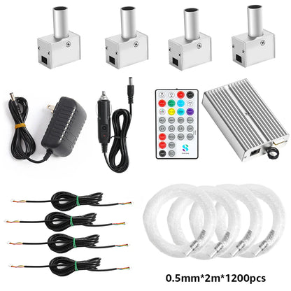 16W 4-Head Starry Sky Lamp Split Machine 840Pcs Fiber Optic RGBW Meteor Headliner Car Roof Starlight  APP/RF Remote Music Mode
