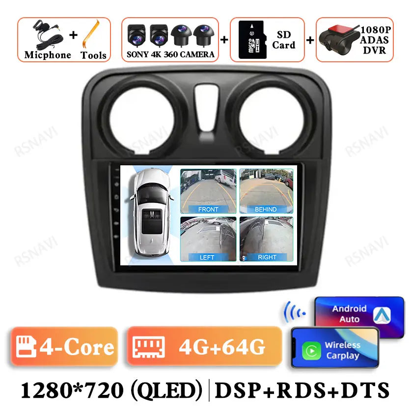 Android 15 For Renault Logan 2 Sandero 2 2012 - 2019 Stereo Qualcomm 5G WIFI DVD DSP QLED Head Unit Viedo Player Autoradio GPS