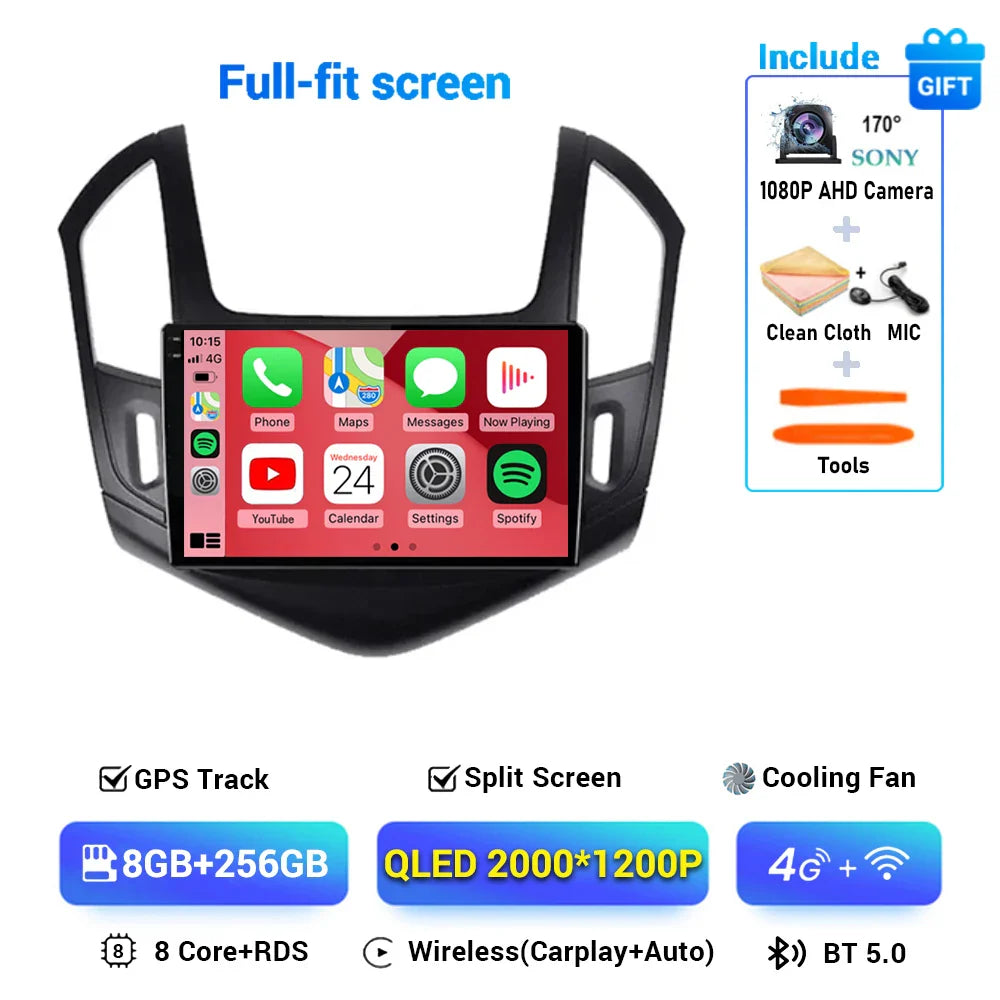 9" Android 15 Car Radio Video Player For Chevrolet Cruze J300 J308 2012 2013 2014 2015 GPS DSP Serero Auto Carplay 8G 1256G