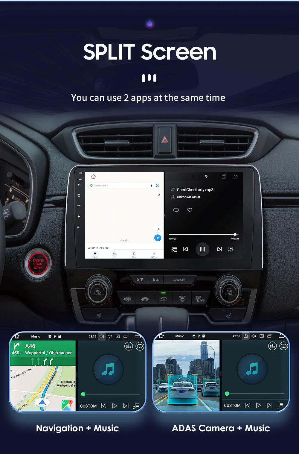 Hizpo Car Stereo Radio For Honda CRV CR-V 2017 - 2021 Multimedia Player Navigation GPS Carplay 2 Din Android Head Unit Wifi DSP