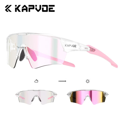 Kapvoe New Photochromic Cycling Sunglasses Men Women MTB Glasses UV400 Bicycle Eyewear Outdoor Sports Running Road Bike Goggles