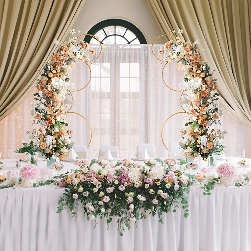 2Pcs 5ft Round Arch Frame, 4 Tiers Gold Metal Flower Arch Frame for Wedding Birthday Party Event Display Background Decoration