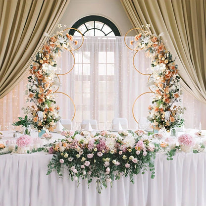 2Pcs 5ft Round Arch Frame, 4 Tiers Gold Metal Flower Arch Frame for Wedding Birthday Party Event Display Background Decoration