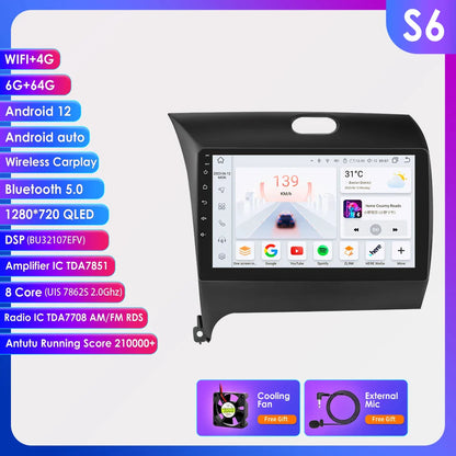 For Kia Cerato 3 K3 Forte 2013 - 2017 Car Radio Multimedia Video Player Navigation GPS Carplay 2 Din 4G Android 13 9" Autoradio