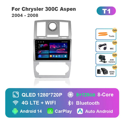 for Chrysler 300C Aspen 2004 - 2008 HD Touch Screen WiFi Android 14 Car Video Multimedia Player Navigation GPS 4G BT Head Unit