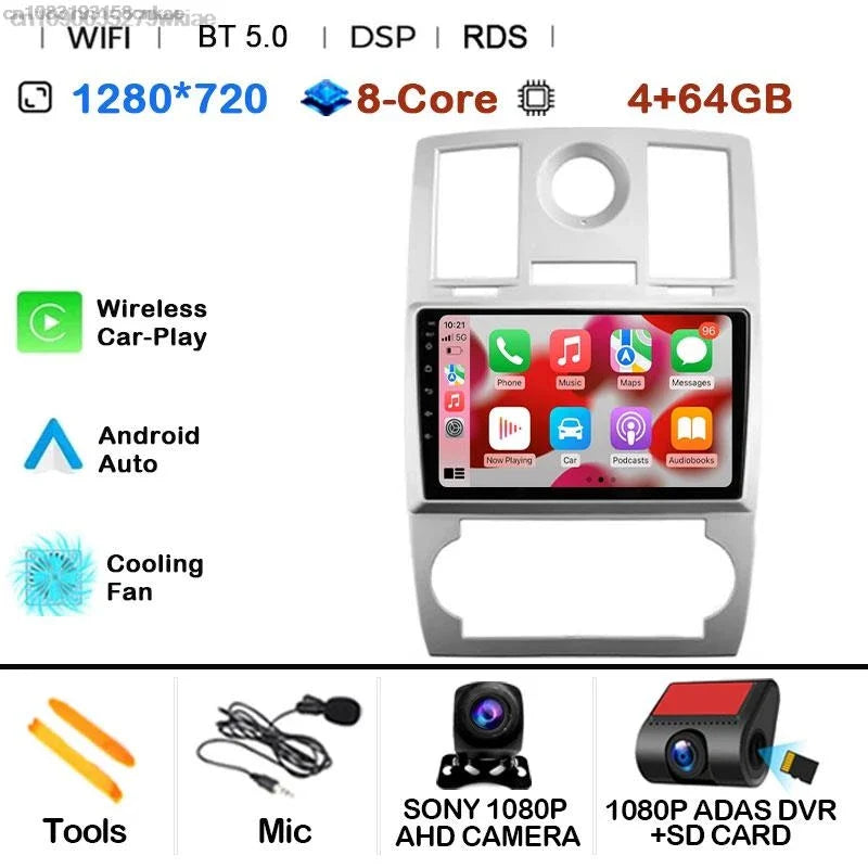 Android 14 For Chrysler 300/300C 2004-2011 Car Radio Stereo Wifi Navi Multimedia Video Player Autoradio 2Din 9in GPS Navi Maps