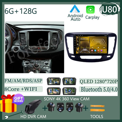 Auto Stereo Android 14 For Chrysler 200 200C 200S 2015 - 2019 Car Radio Navigation GPS Touch QLED Screen DVD Video Player DSP BT