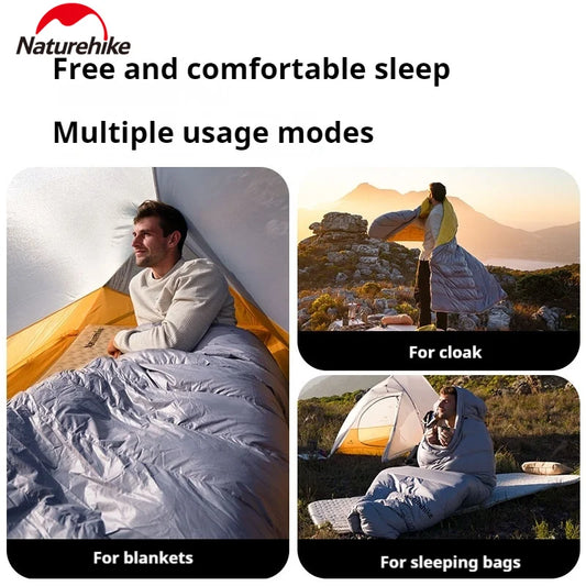 Naturehike CW400 Duck Down Sleeping Bag Winter 650FP Ultralight Camping Hooded Envelope Hiking Thickened Waterproof Warm Bag