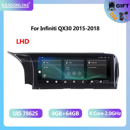 10.25" For Infiniti QX30 2015 2016 2017 2018 Android 13 8-Core 8G+256G Car Multimedia Player Stereo Receiver Radio Carplay