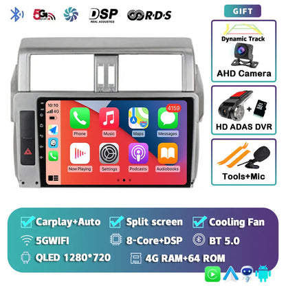Android 14 For Toyota Land Cruiser Prado 150 2013 - 2017 2K QLED Android Car Radio Multimedia Video Player GPS Stereo CarPlay 4G