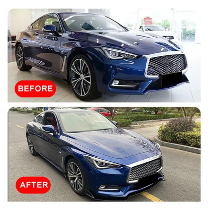 3Pcs/set Glossy Black Car Front Bumper Lip Diffuser Spoiler for Infiniti Q60 2017-2022