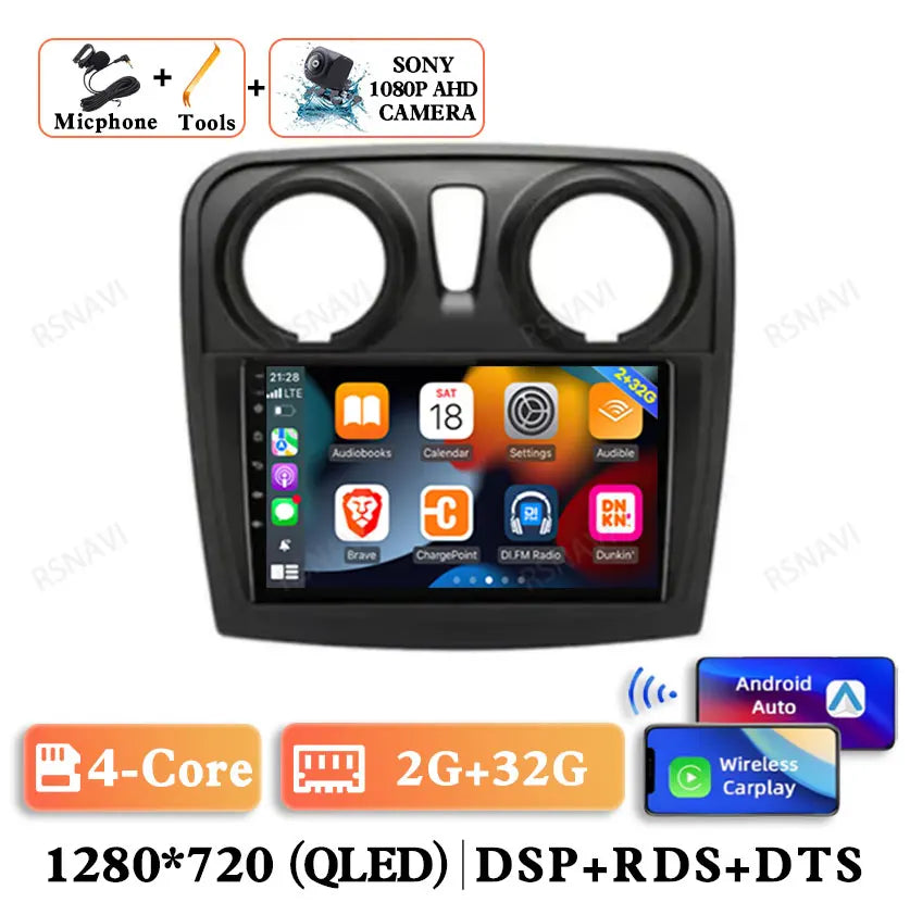 Android 15 For Renault Logan 2 Sandero 2 2012 - 2019 Stereo Qualcomm 5G WIFI DVD DSP QLED Head Unit Viedo Player Autoradio GPS