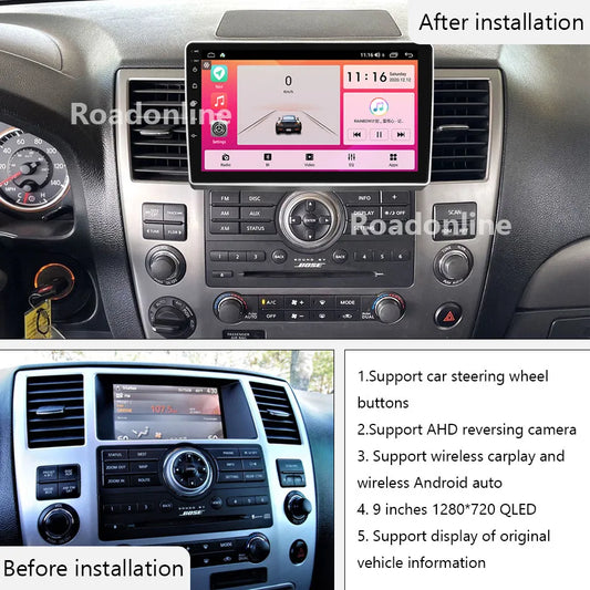 Android audio For Nissan Armada/Infiniti QX56 2008-2015 8+256 car intelligent systems wireless carplay multimedia player