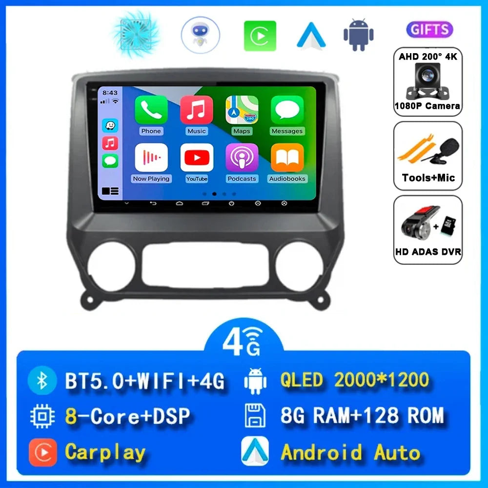 Android 14 Car Radio For Chevrolet Silverado 3 GMTK2 2014 2015 2016 2017 2018 Carplay Auto Multimedia Player Stereo DSP WIFI 4G