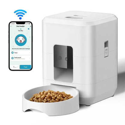 2L with video automatic cat feeder, intelligent timed and quantitative feeding, cat, dog and pet feeding bowl controlled by APP