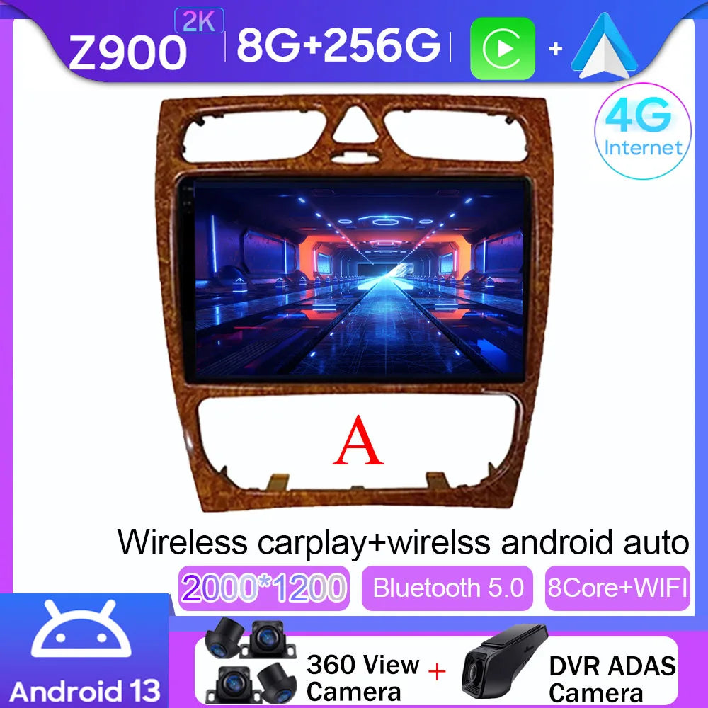 Android 14 wifi+4G Carplay BT Car Radio For Benz W203 W209 C180 C200 C220 C230 2004-2011 Navigation GPS Video Player Multimedia
