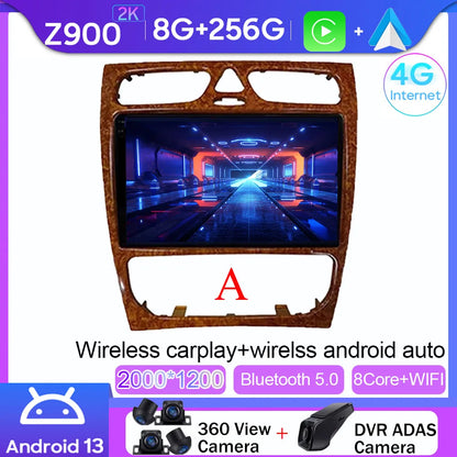 Android 14 wifi+4G Carplay BT Car Radio For Benz W203 W209 C180 C200 C220 C230 2004-2011 Navigation GPS Video Player Multimedia