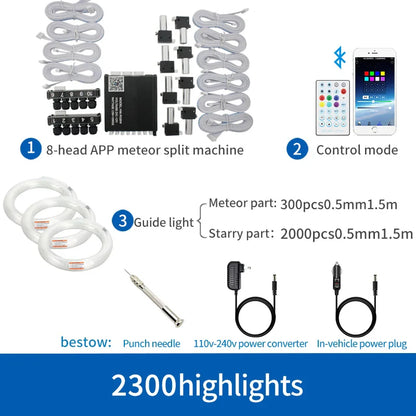 12V Car Starry Sky Ceiling Fiber Optic Modified Ceiling App Bluetooth Control Starry Sky Panoramic Sunroof Branch Light Source Machine White Light Starry Sky Lamp