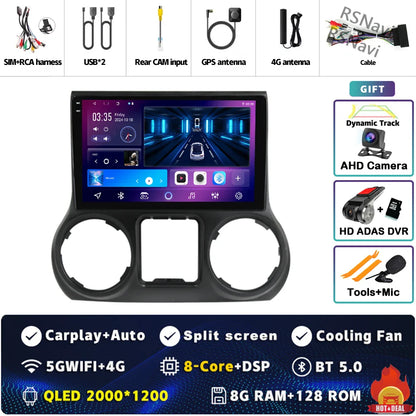 Android 14 Carplay Auto For Jeep Wrangler 3 JK 2015 2016 2017 Car Radio Player Multimedia srereo Navigation BT 4G WIFI DSP