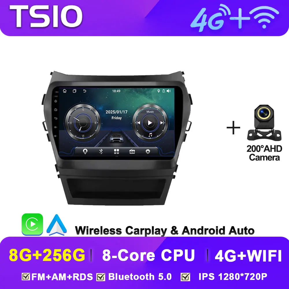Car Multimedia Video Radio Player For Hyundai Santa Fe IX45 2013 - 2017 Wireless Android Auto CarPlay 8 Core GPS Navigation BT