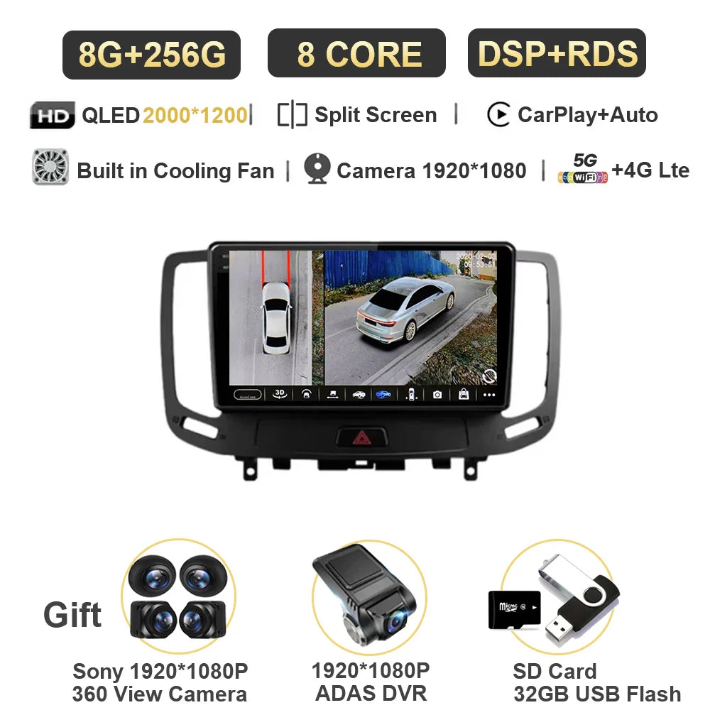 12G+256G  For Infiniti  G4 G25 G35 G37 2006 - 2013 Car Radio Multimedia Video Player Navigation GPS Android Carplay No 2 Din DVD