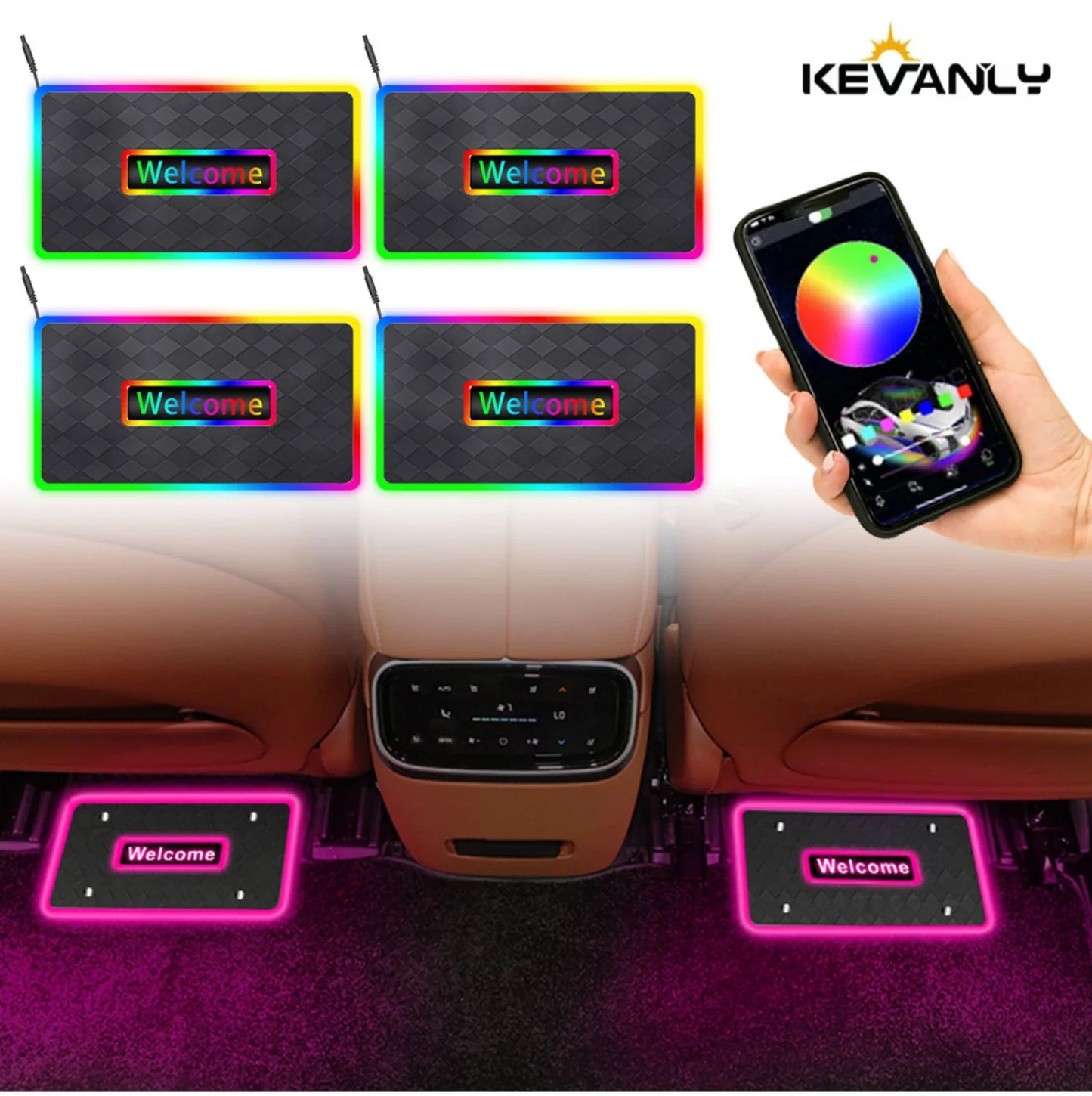 Customizable！Car LED Foot mats Symphony 213 Colors Led Car Ambient Lights App Control RGB Led car interior light accessories