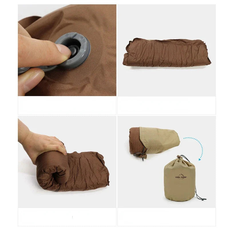 Portable Outdoor Automatic Inflatable Sponge Air Pillows Camping Sleep Cushion Travel Hiking Beach Car Plane Head Rest  Gears