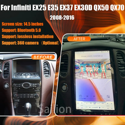 14.5" Android 14 For Infiniti EX25 E35 EX37 EX30D QX50 QX70 2008-2016 Car Radio Carplay 2.5K Screen Tesla Style Stereo 4G Player