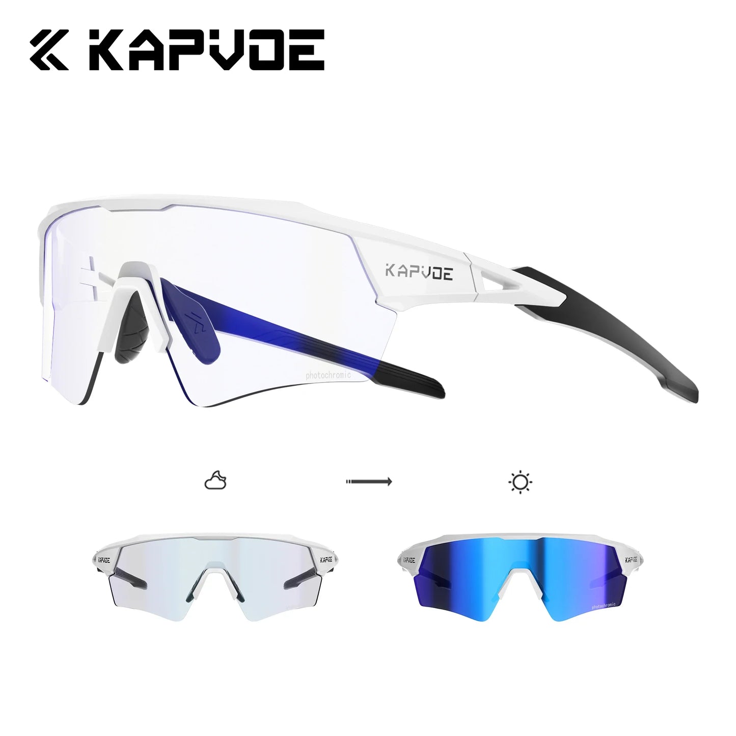 Kapvoe New Photochromic Cycling Sunglasses Men Women MTB Glasses UV400 Bicycle Eyewear Outdoor Sports Running Road Bike Goggles