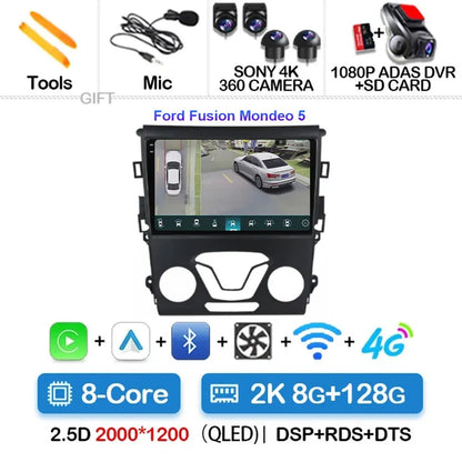 Android 15 Carplay Auto 4G WIFI GPS For Ford Mondeo 5 Fusion 2012-2019 Car Radio Multimedia Player Video Stereo Head Unit 2din