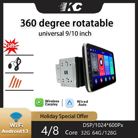 2din 9inch Android Car Stereo Radio GPS DSP 360° Rotation Screen BT Call WIFI Carplay Autoradio Universal Navigation