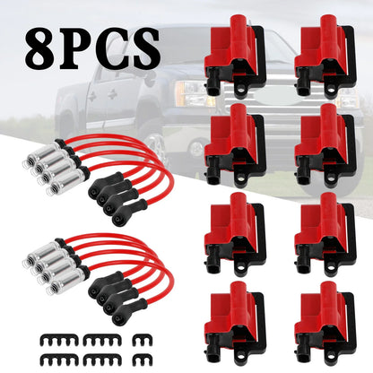 Artudatech 8x D581 Square Ignition Coils Ultra High & Spark Plug Wires 3859078 For GMC Car Accessories