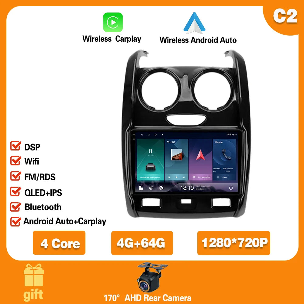Car Radio For Renault Duster 2015 - 2021 For LADA Largus 2021 Android 14  Carplay  Multimedia Video Player Auto stereo