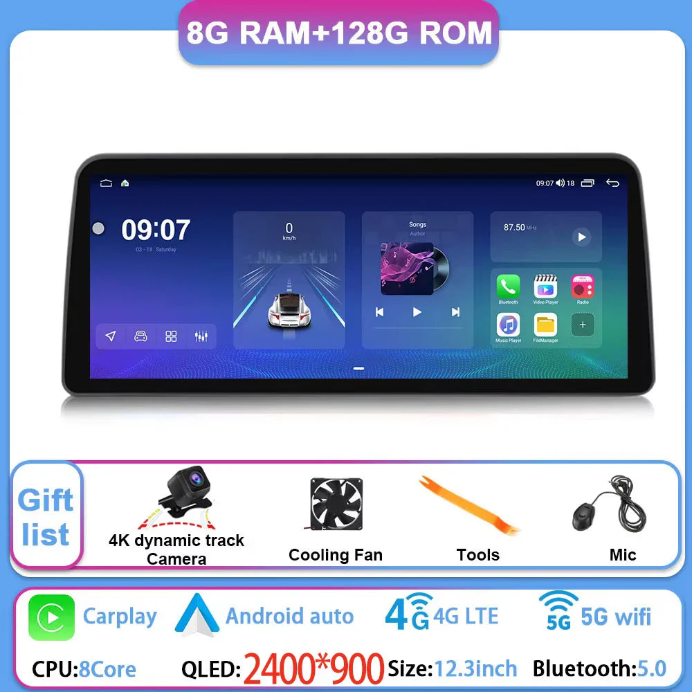 12.3 Inch Android 14 For GMC Yukon Chevrolet Tahoe Silverado 2007 - 2013 Car Radio Multimedia Player GPS Head Unit Auto StereoBT