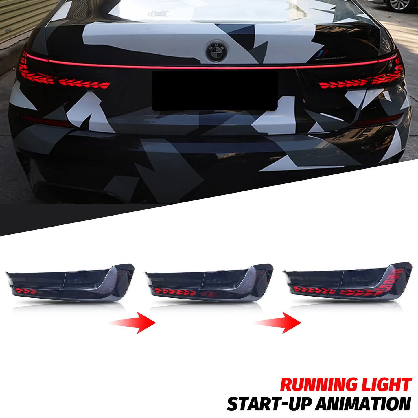 LED GTS Tail Lights for BMW 3-Series G20 G28 G80 Saloon 2019-2024 Start-up Animation Sequential Turn Signal Rear Lamps Assembly