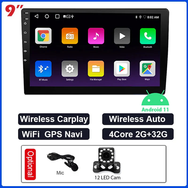 ESSGOO 2 Din Android Car Radio Automotive Multimedia Wireless Carplay GPS Stereo For Volkswagen Nissan Hyundai Kia Toyota Ford
