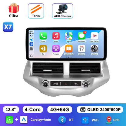 Carplay 12.3 inch Ultra-thin Screen for Ford EcoSport 2013 - 2017 Android 14 GPS Navigation Car Video Multimedia Player BT WiFi