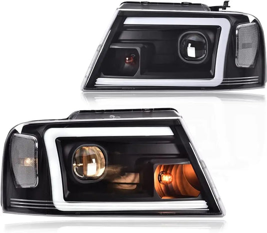 LED DRL Headlight Assemblies, Compatible with Ford F150 2004 2005 2006 2007 2008 /Fit 06-08 Lincoln Mark Headlamp