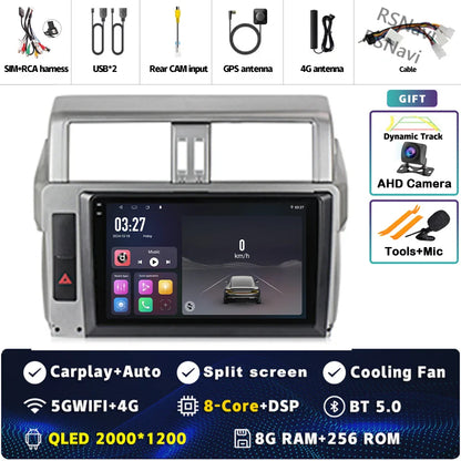 Android 14 For Toyota Land Cruiser Prado 150 2013 - 2017 2K QLED Android Car Radio Multimedia Video Player GPS Stereo CarPlay