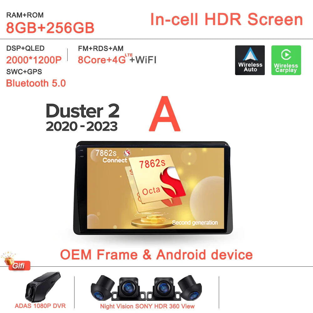 Android 14 For Renault Duster HM 2 II 2020 - 2023 Arkana 1 I 2019 - 2023 Car Radio Multimedia Video Player Navigation stereo DVD