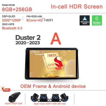 Android 14 For Renault Duster HM 2 II 2020 - 2023 Arkana 1 I 2019 - 2023 Car Radio Multimedia Video Player Navigation stereo DVD