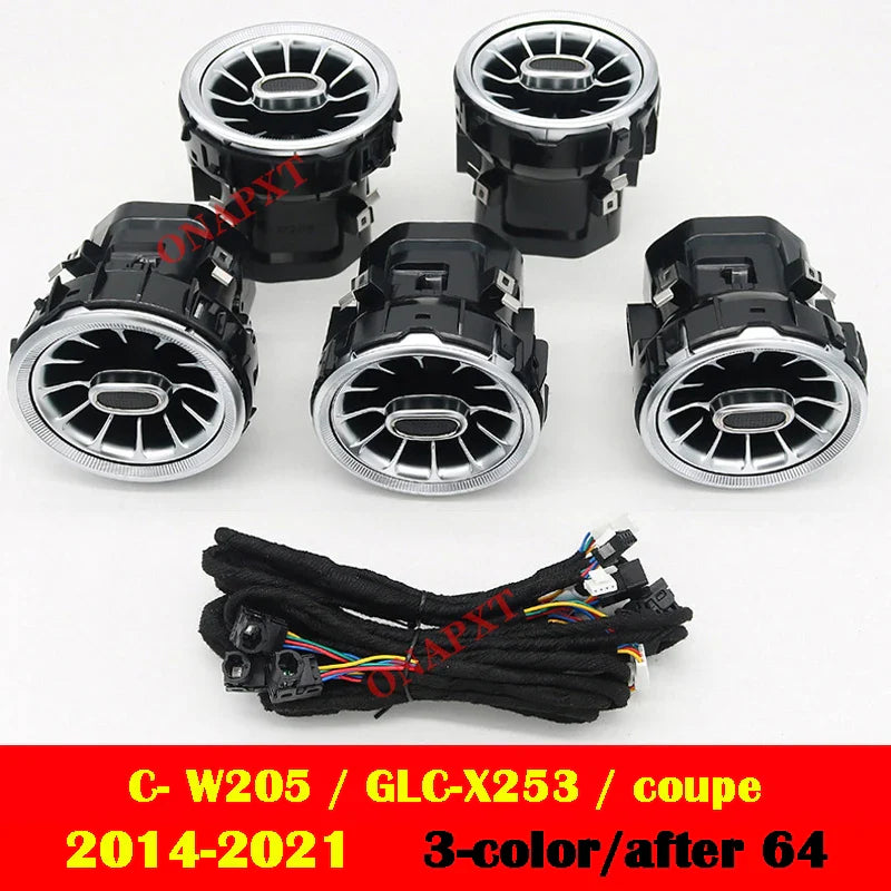 LED For Benz C/GLC Coupe W205 X253 C43 C63 C200 C180 Car Decorative Lamp MB Nozzle Air Vent 3D Tweeter Speaker Ambient Light