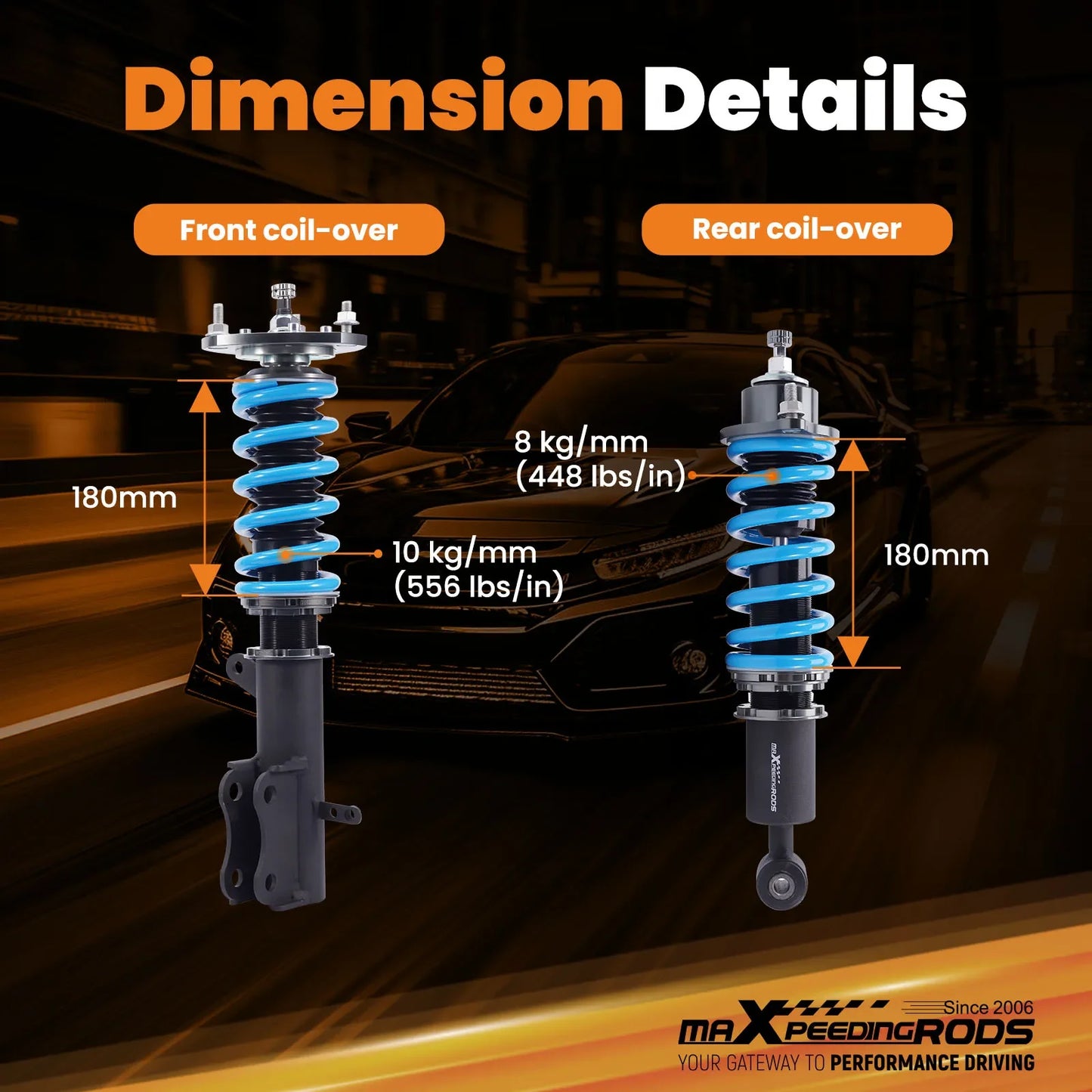 24 Levels Damper Coilover Struts Kit For Dodge Caliber 07-12 Jeep Compass 08-17