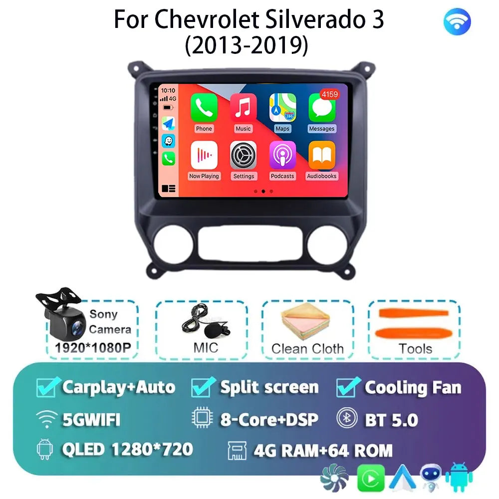 Android 14 Carplay Auto Car Radio Multimedia For Chevrolet Silverado 3 GMTK2 2014 2015 2016 2017 2018 Autoradio Stereo Head Unit