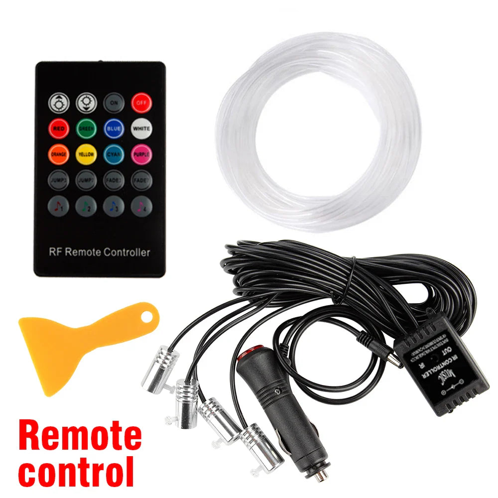 OKEEN 5 In 1 5M RGB Led Car Ambient Interior Lights with App Remote Control Car Neon Atmosphere Strip Light Decorative Lamps 12V