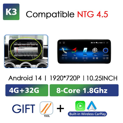 Android 14 Car Multimedia Player For Mercedes Benz W176 C117 X156 W463 2012-2018 GPS Touch Screen Navi Video Stereo WIFI Carplay